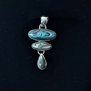 Iridescent Silver and Blue Abalone Necklace